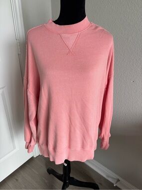 Aerie cotton blend crew neck oversized sweatshirt